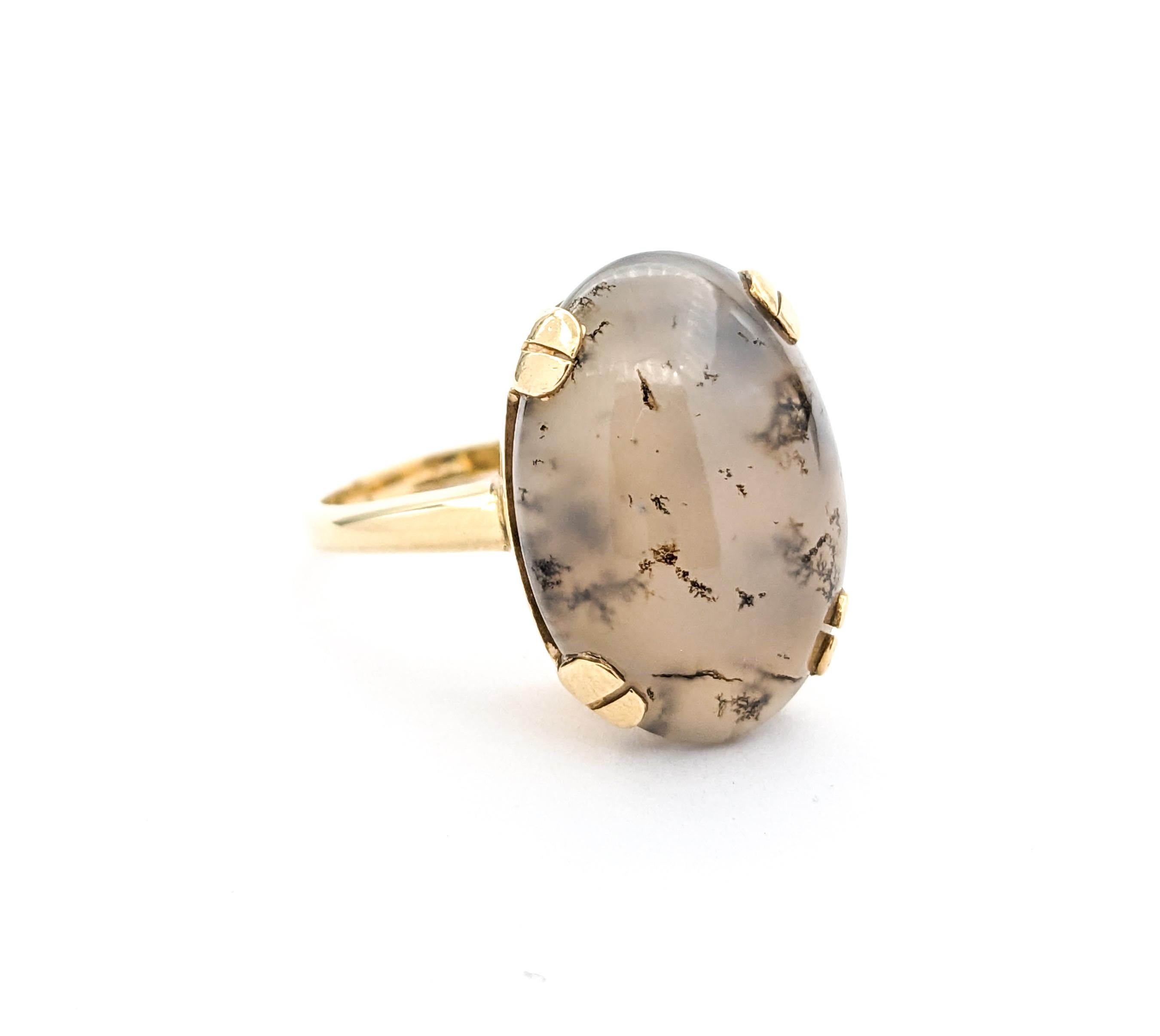 Dendritic Agate & 14K Gold Cocktail Ring For Sale 2