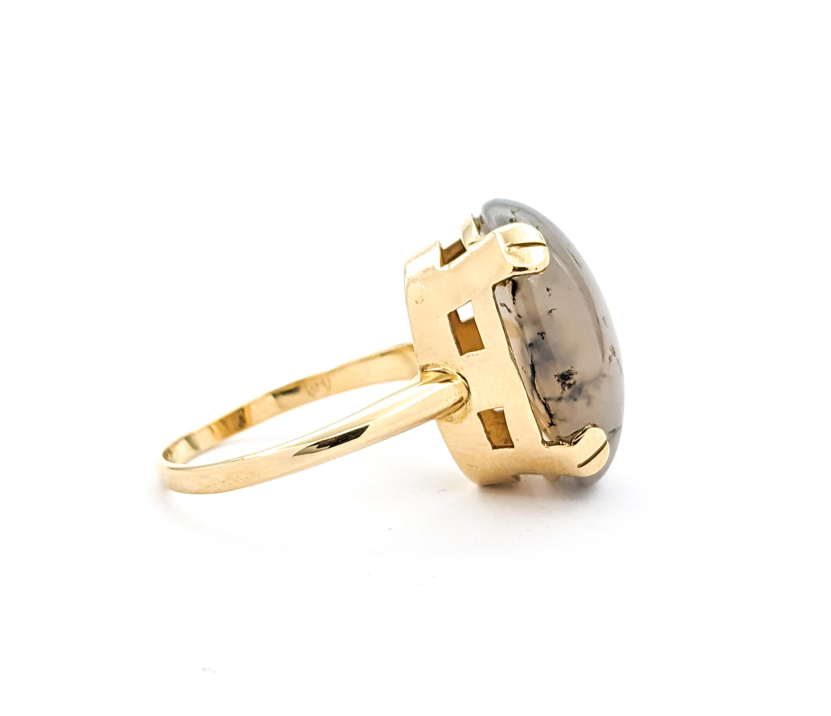 Dendritic Agate & 14K Gold Cocktail Ring For Sale 3