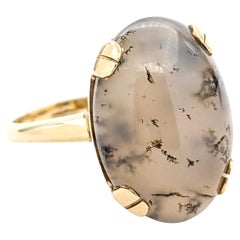 Dendritic Agate & 14K Gold Cocktail Ring