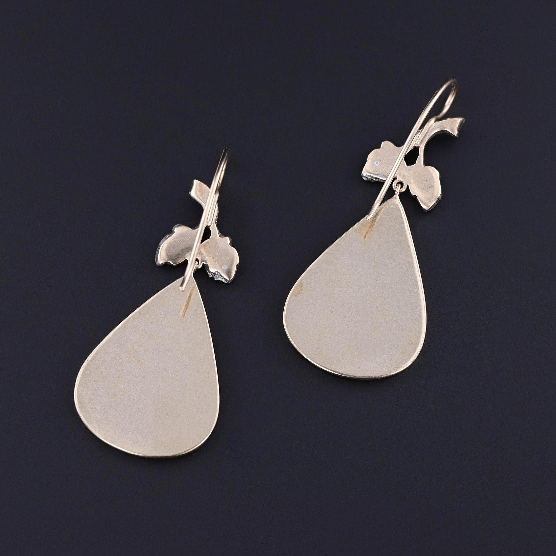 Dendritic Agate and Diamond Earrings of 14k Gold In Good Condition For Sale In Lewisburg, PA
