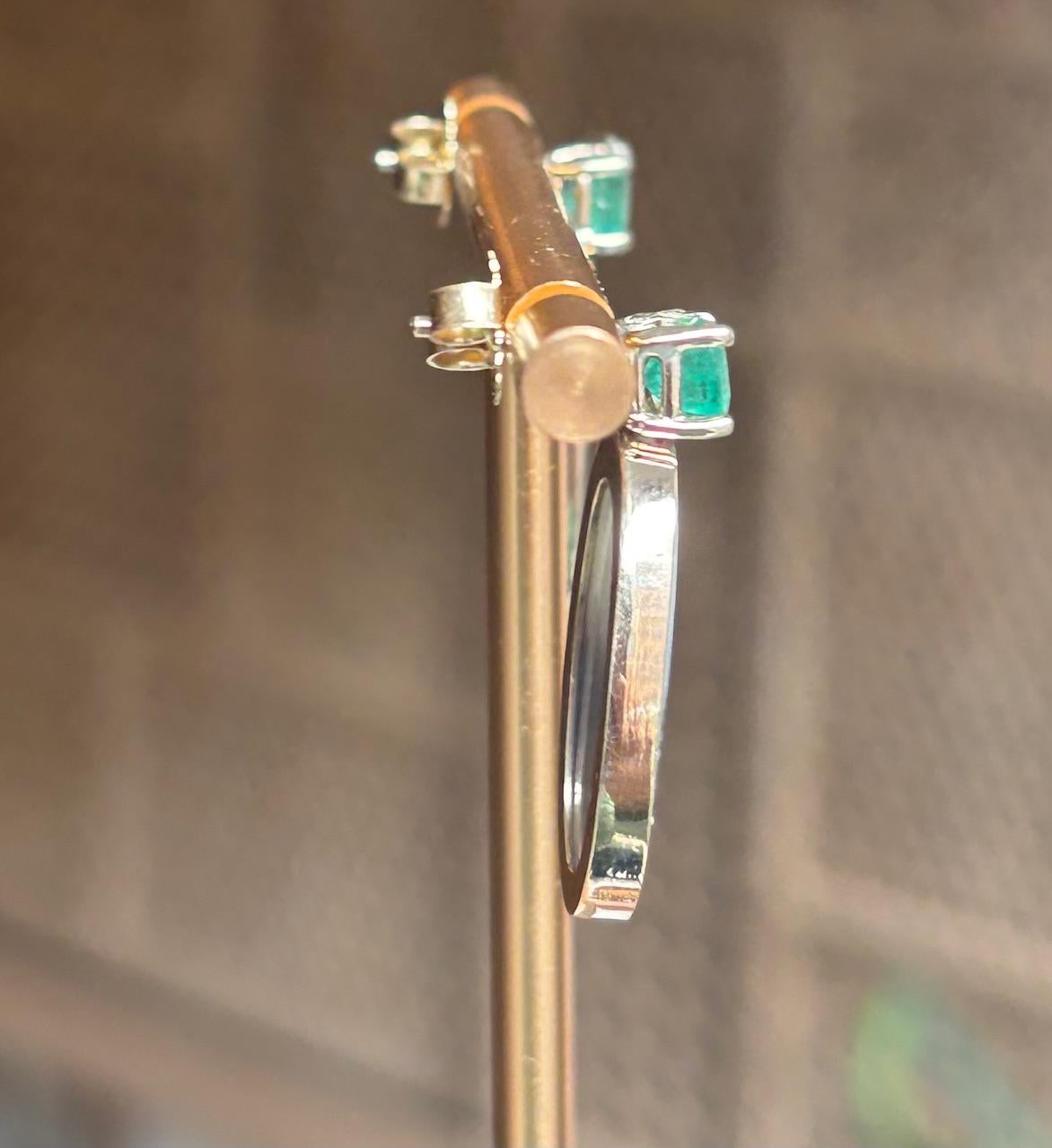 DENDRITIC AGATE Earrings with Emeralds and 14k Gold For Sale 4