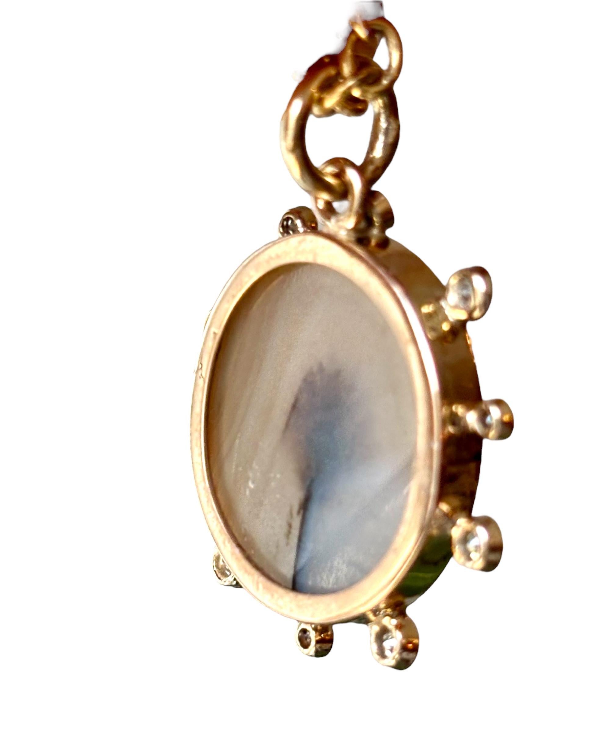 Pendentif DENDRITIC AGATE, avec diamants et or 14 carats en vente 3
