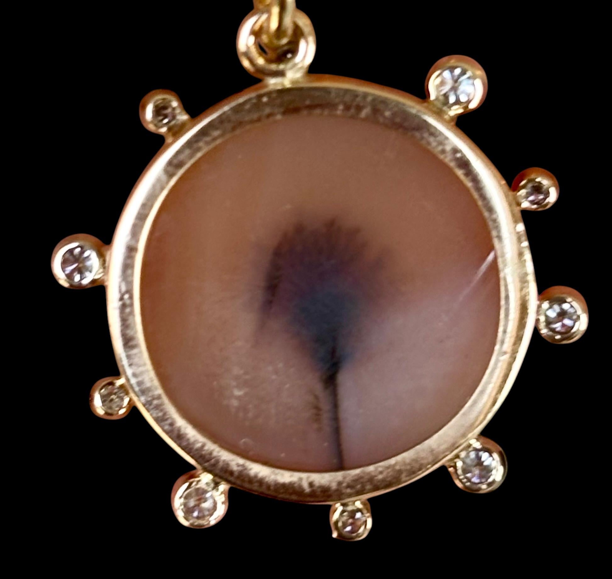 Pendentif DENDRITIC AGATE, avec diamants et or 14 carats en vente 4
