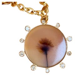 DENDRITIC AGATE PENDANT, with Diamonds and 14k Gold, WISHES