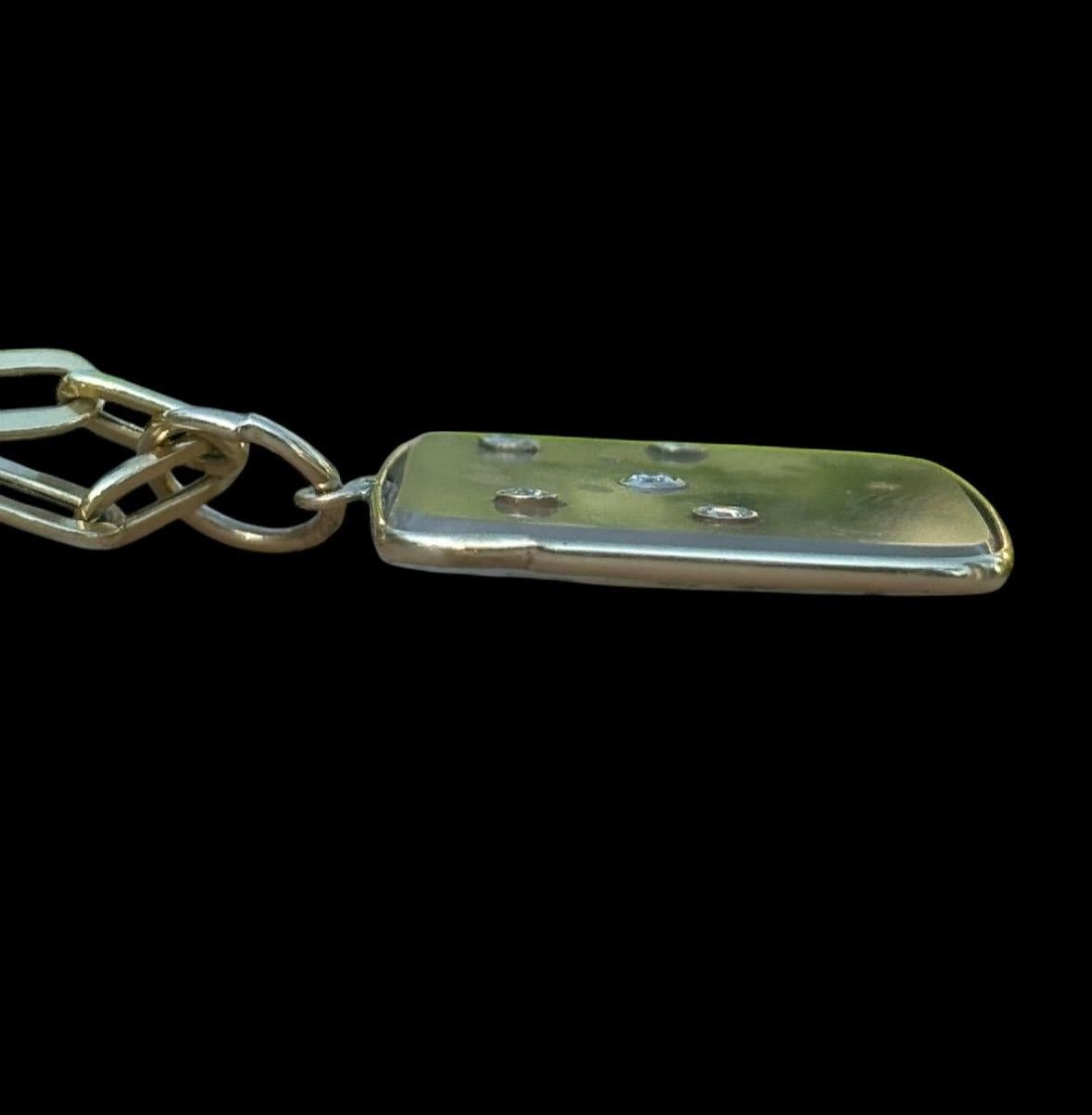 Taille mixte Pendentif en agate dendritique avec cinq diamants et or 14k en vente