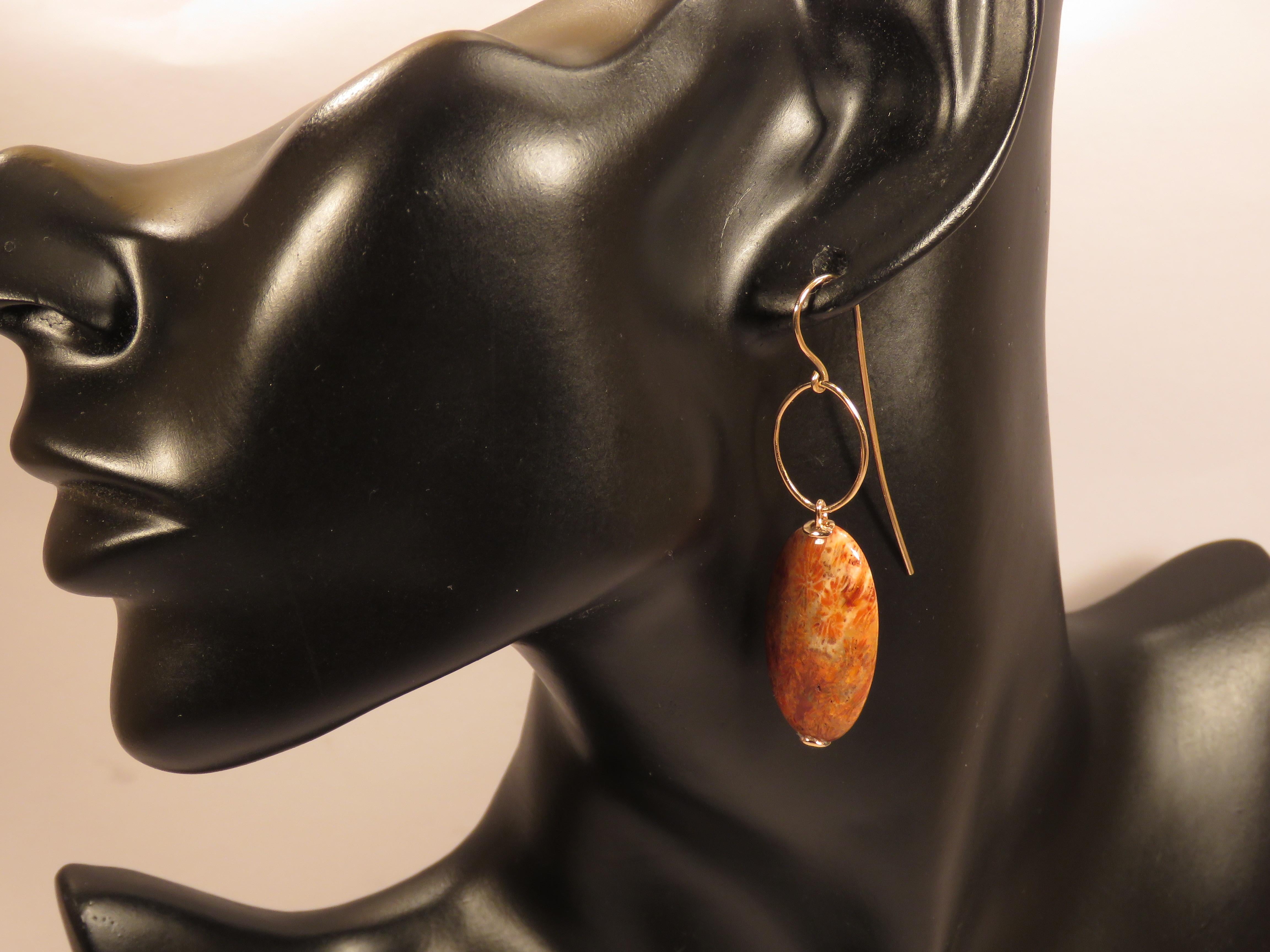 Contemporary Dendritic Agate Rose Gold Earrings Handcrafted in Italy by Botta Gioielli