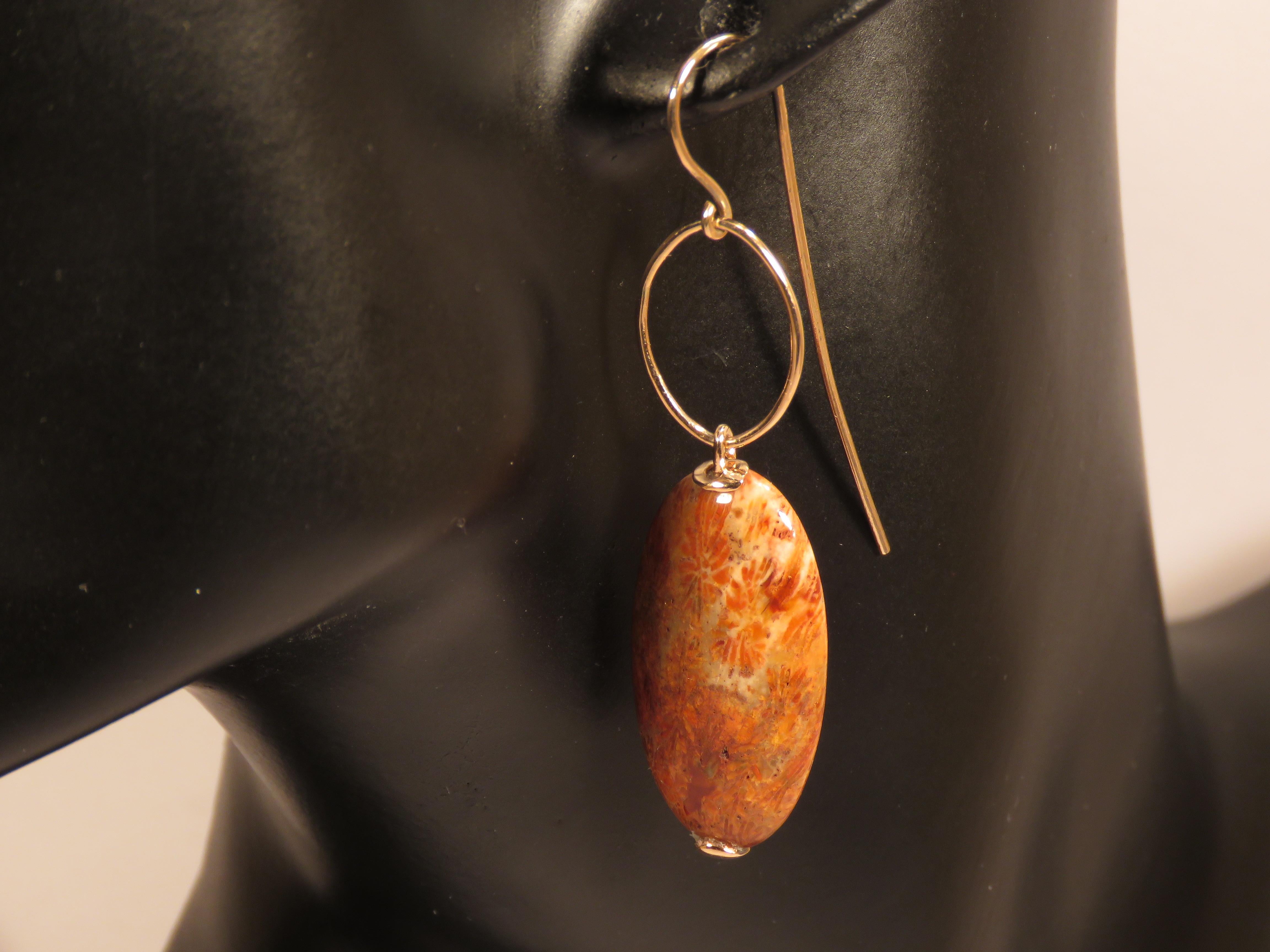 Cabochon Dendritic Agate Rose Gold Earrings Handcrafted in Italy by Botta Gioielli
