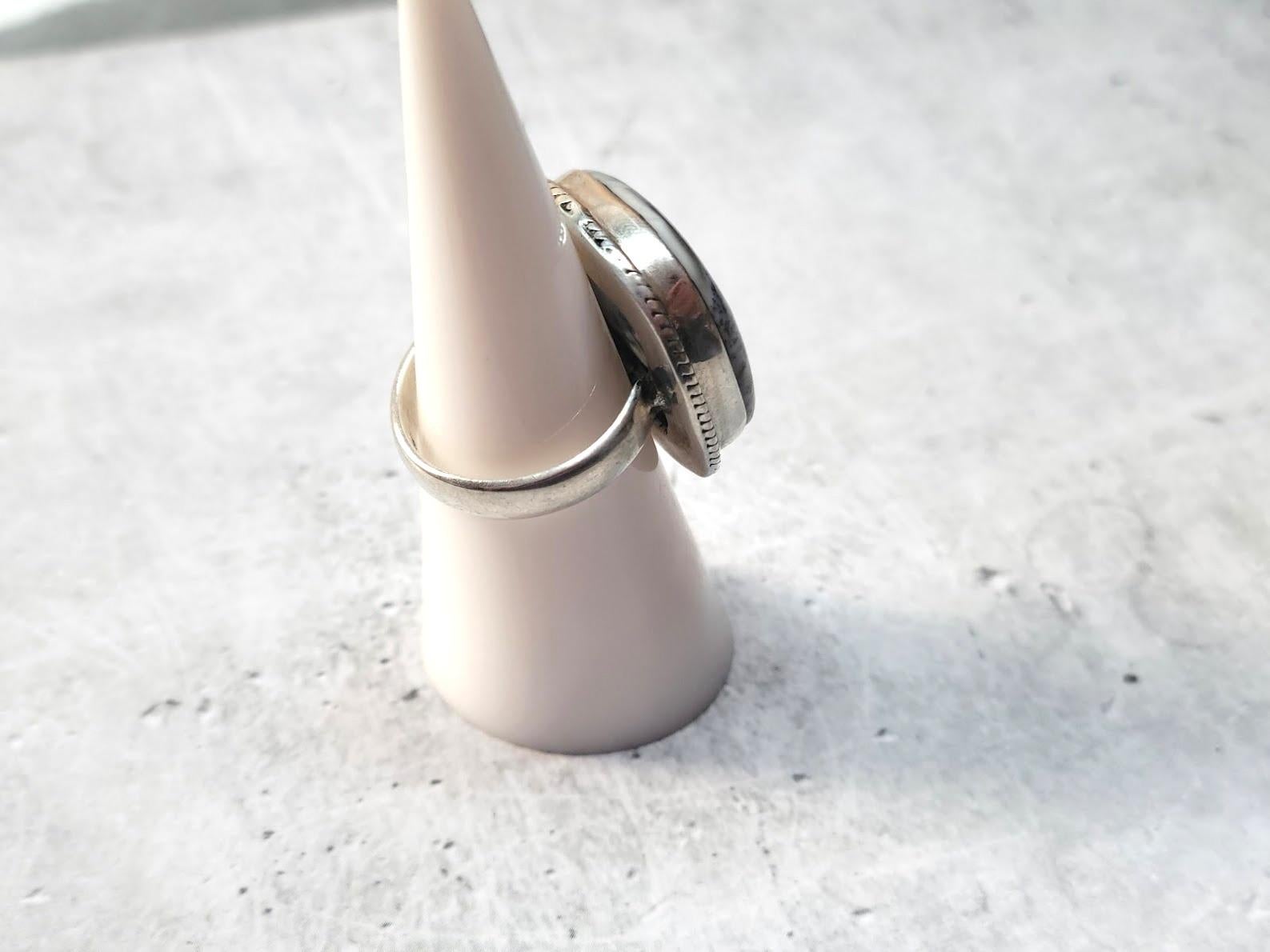 Dendritic Agate Sterling Silver Ring In Excellent Condition In Chesterland, OH