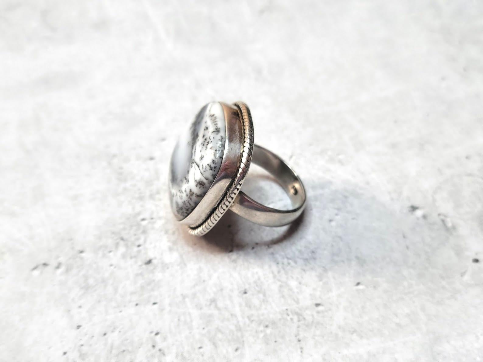 Women's Dendritic Agate Sterling Silver Ring