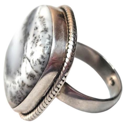 Dendritic Agate Sterling Silver Ring