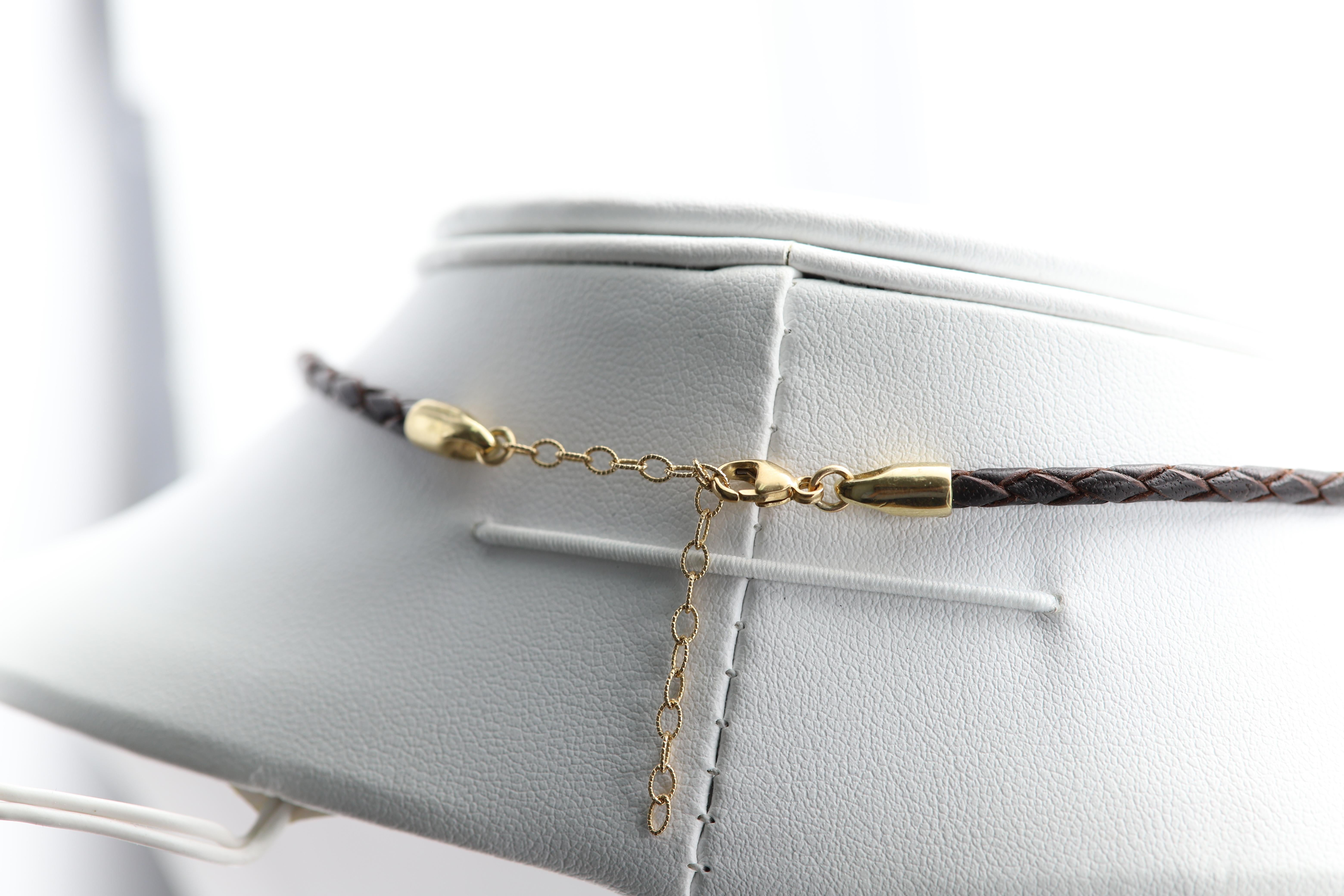 Collier d'Agate mousse dendritique Pendentif en pierre naturelle Or jaune 14 carats en vente 1