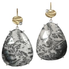 Dendritic Opal Vermont Earrings Accented with Diamonds from K.Mita