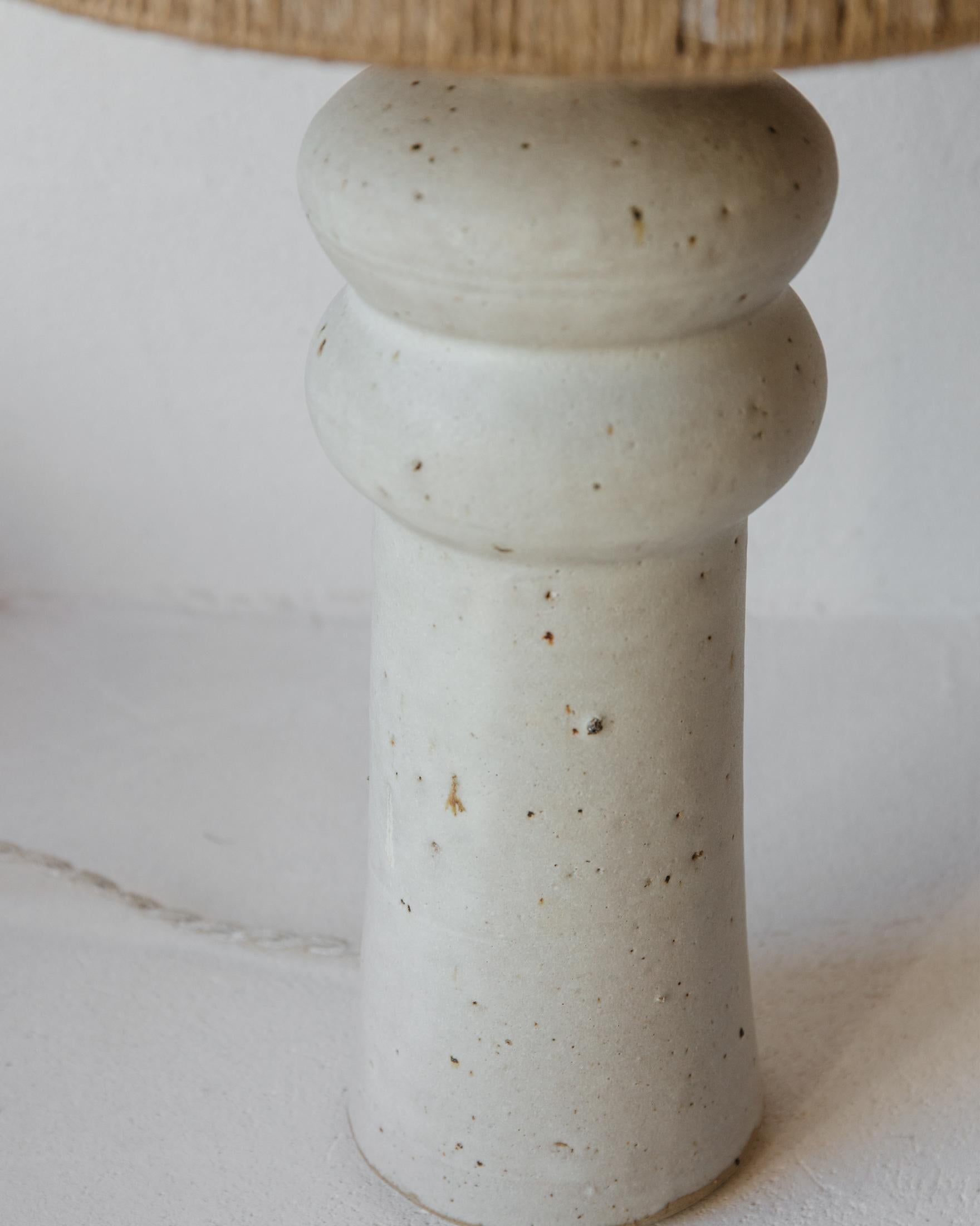 Post-Modern Deneb White Cream Matt Ceramic Table Lamp by Grès Éditions For Sale