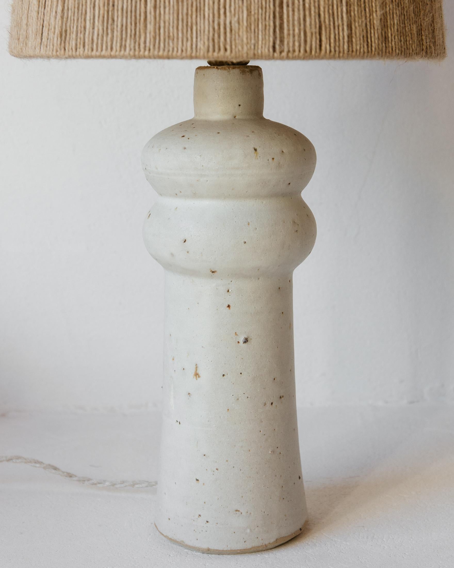 French Deneb White Cream Matt Ceramic Table Lamp by Grès Éditions For Sale
