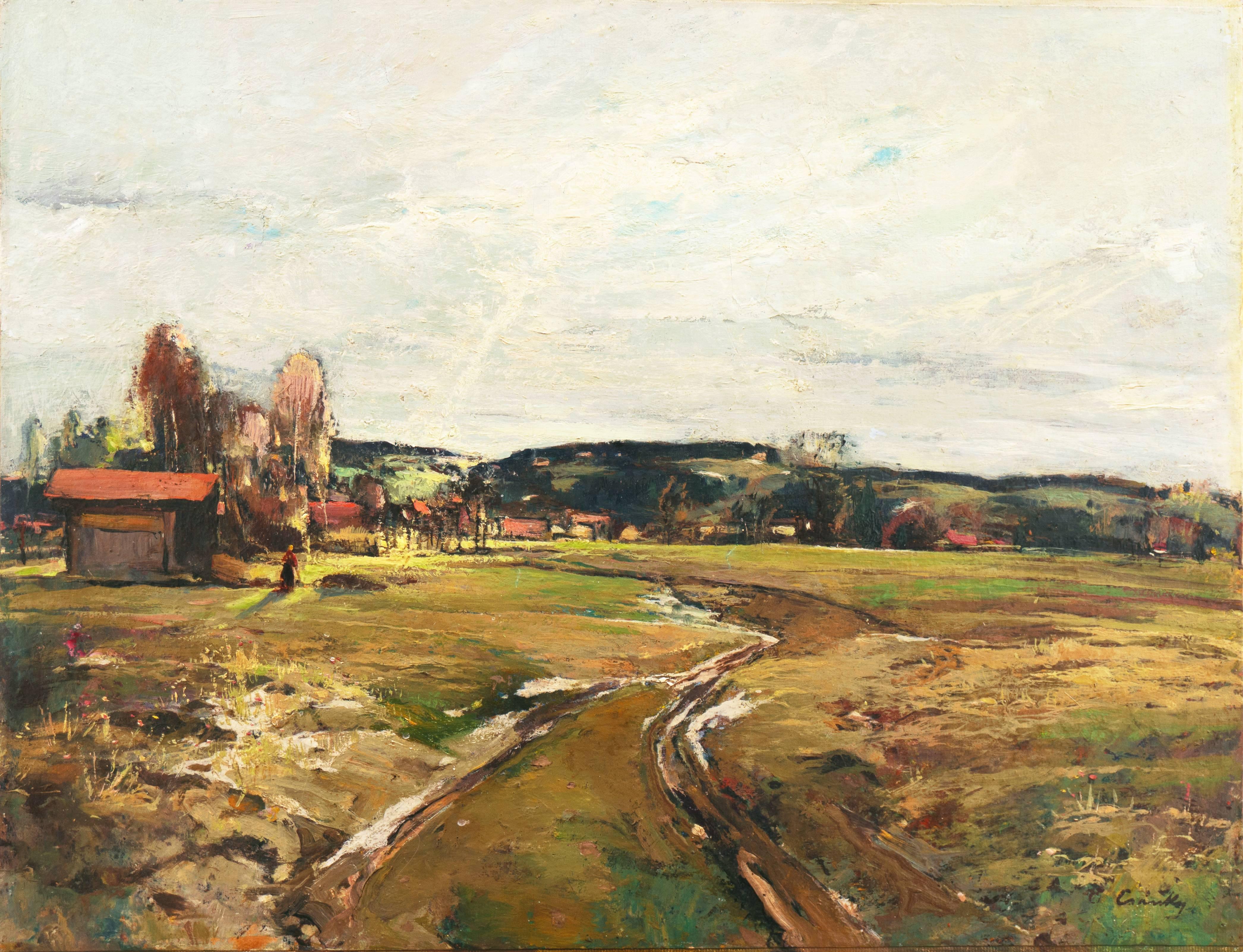 Denes Csanki Landscape Painting - 'Spring Landscape', Munich, Berlin, Hungarian Fine Arts Museum, Impressionist