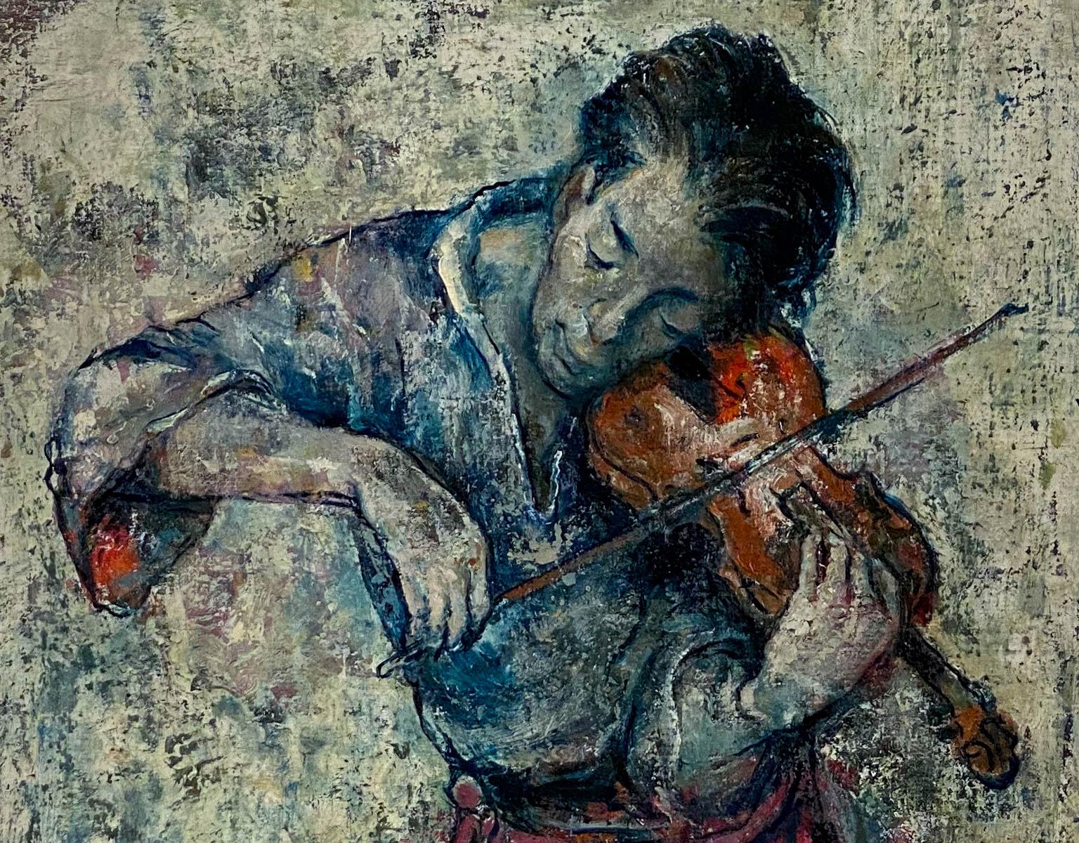 The Violinist - Post-Modern Painting by Denes De Holesch