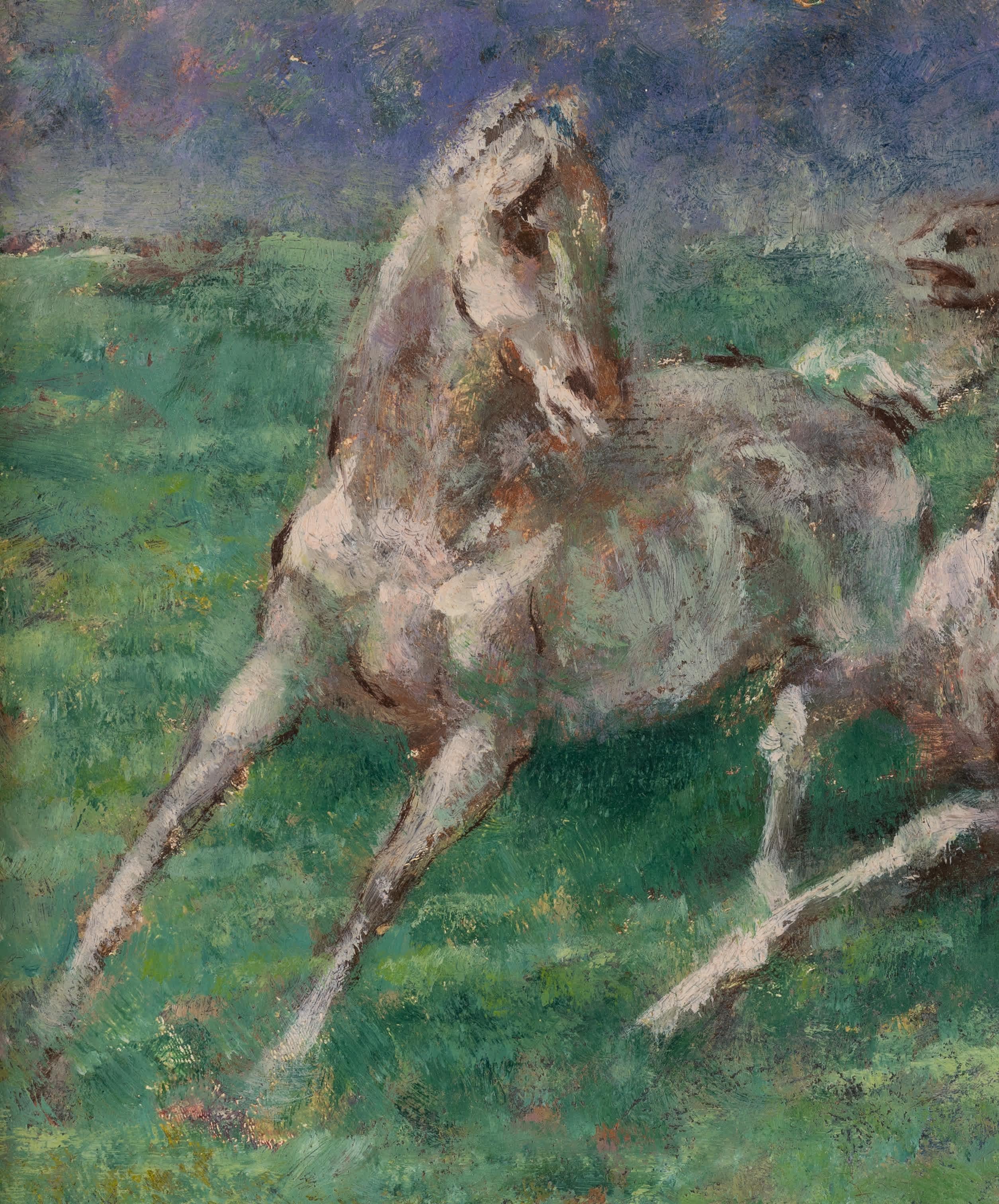 White Horses - Impressionist Painting by Denes De Holesch