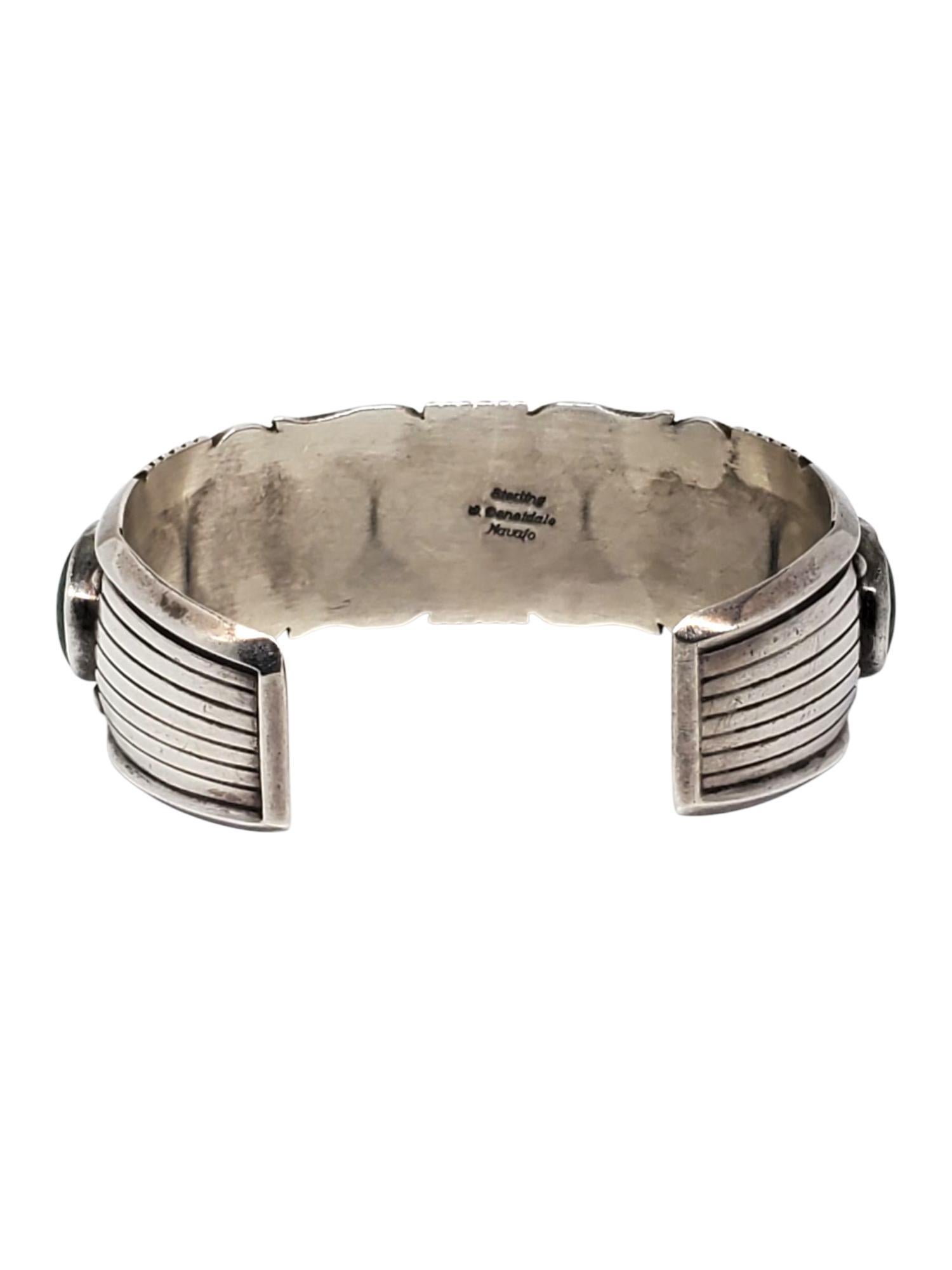 Pulsera brazalete navajo de malaquita de plata de ley de Denetdale nº 21464 Cabujón en venta
