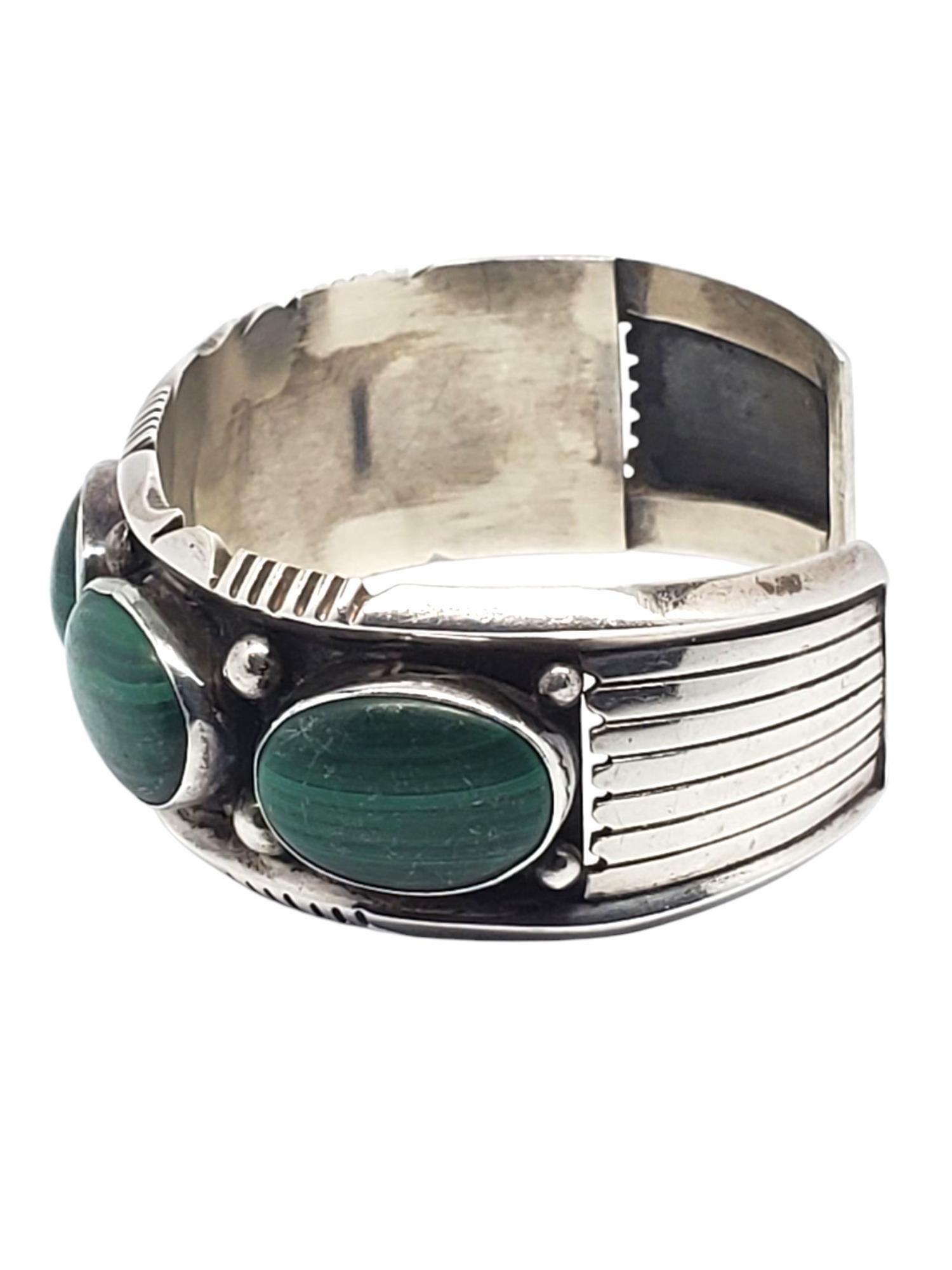 Pulsera brazalete navajo de malaquita de plata de ley de Denetdale nº 21464 en Bueno estado para la venta en Washington Depot, CT