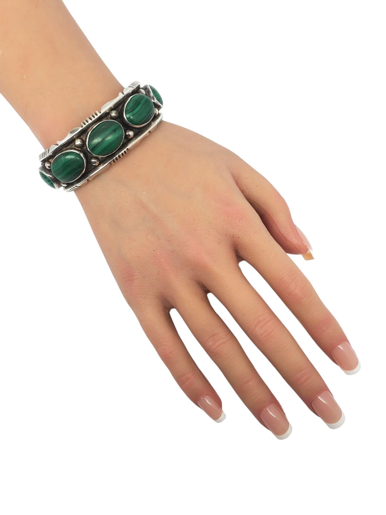 De las mujeres Pulsera brazalete navajo de malaquita de plata de ley de Denetdale nº 21464 en venta