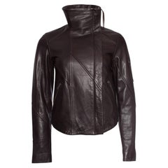 Denham, veste en cuir marron à col montant