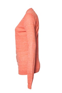 Denham, Orange cardigan with white buttons