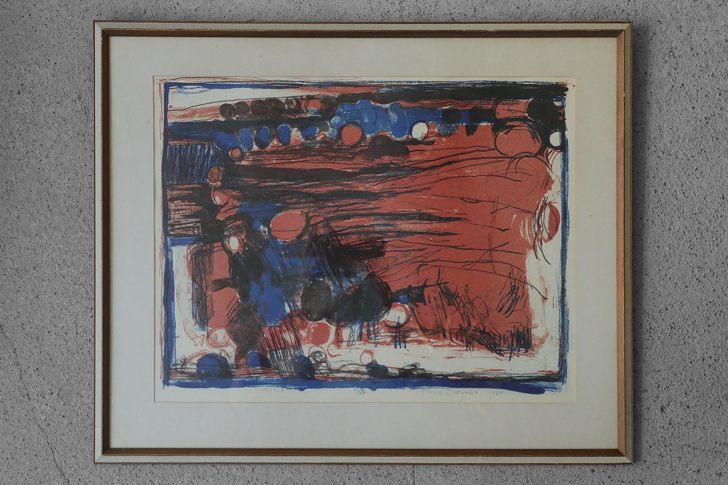 Scandinavian Modern Denice Zetterquist, Komposition, Color Lithograph, 1965, Framed For Sale