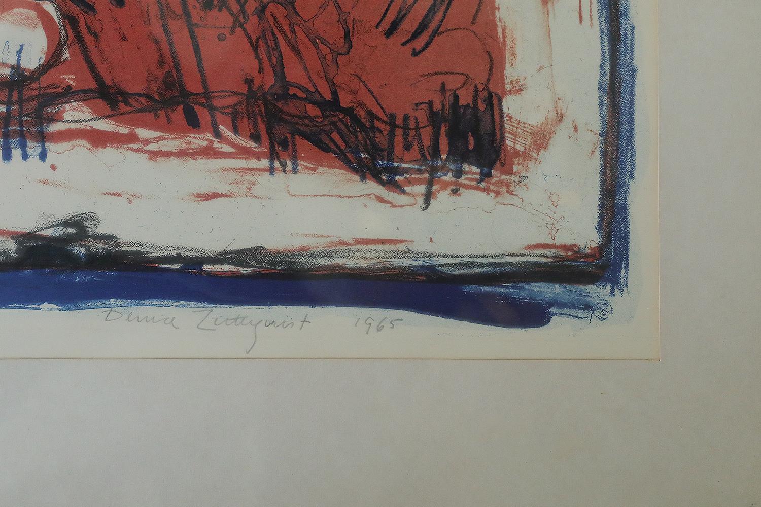 Denice Zetterquist, Komposition, Farblithographie, 1965, gerahmt im Zustand „Gut“ im Angebot in Warszawa, Mazowieckie