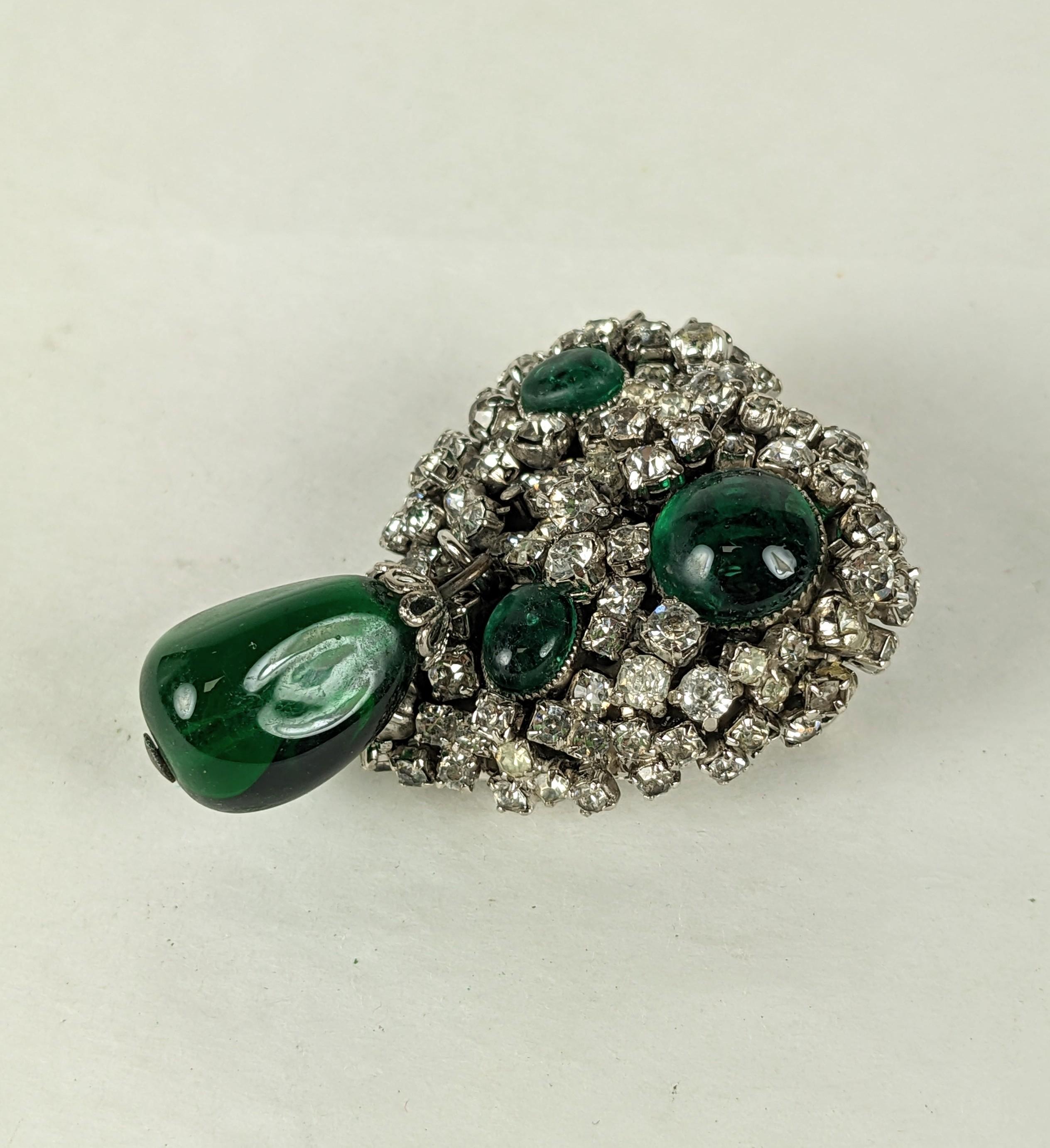 DeNicola Gripoix and Paste Heart Brooch In Excellent Condition For Sale In New York, NY