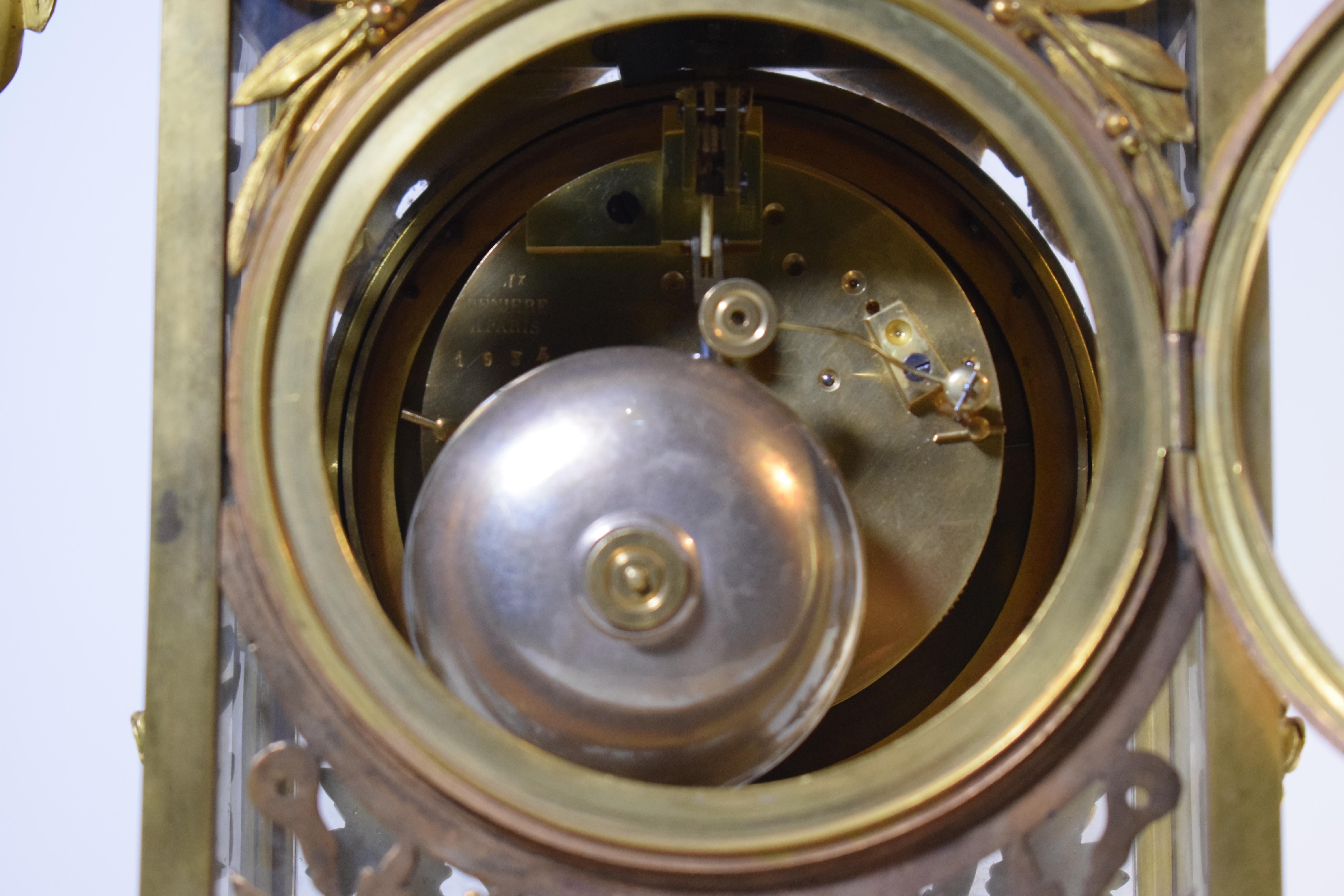 Deniere Gilt Bronze Mantle Clock in the Louis XVI taste.  For Sale 7