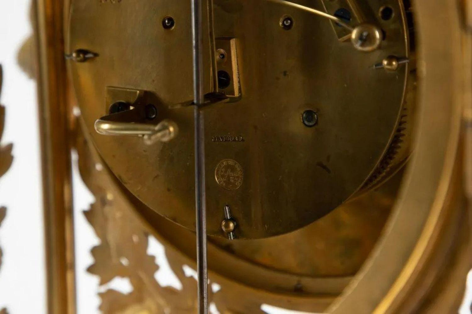 Deniere Gilt Bronze Mantle Clock in the Louis XVI Taste, France, circa 1870 For Sale 3