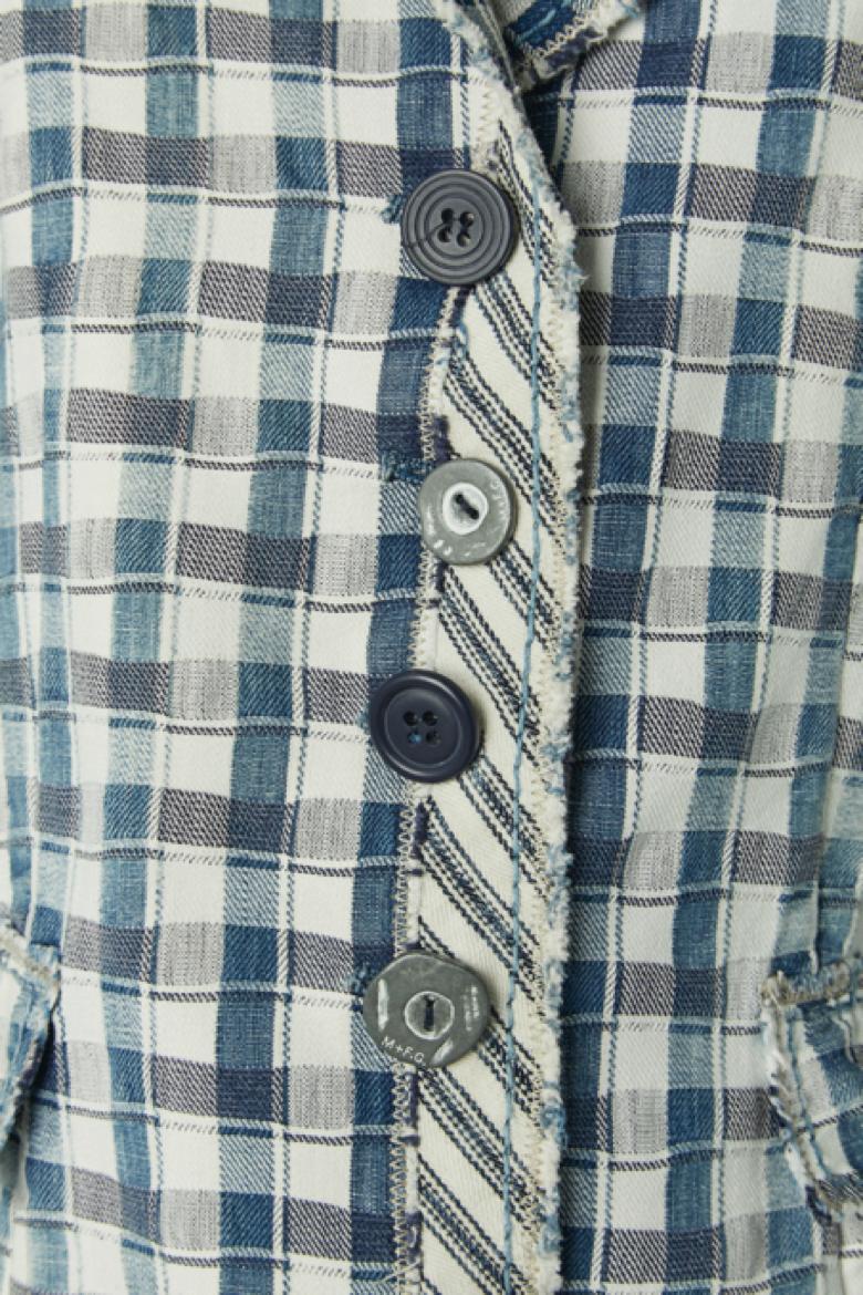Grigio Giacca monopetto in denim e tessuto a quadri MARITHÉ et FRANÇOIS GIRBAUD in vendita