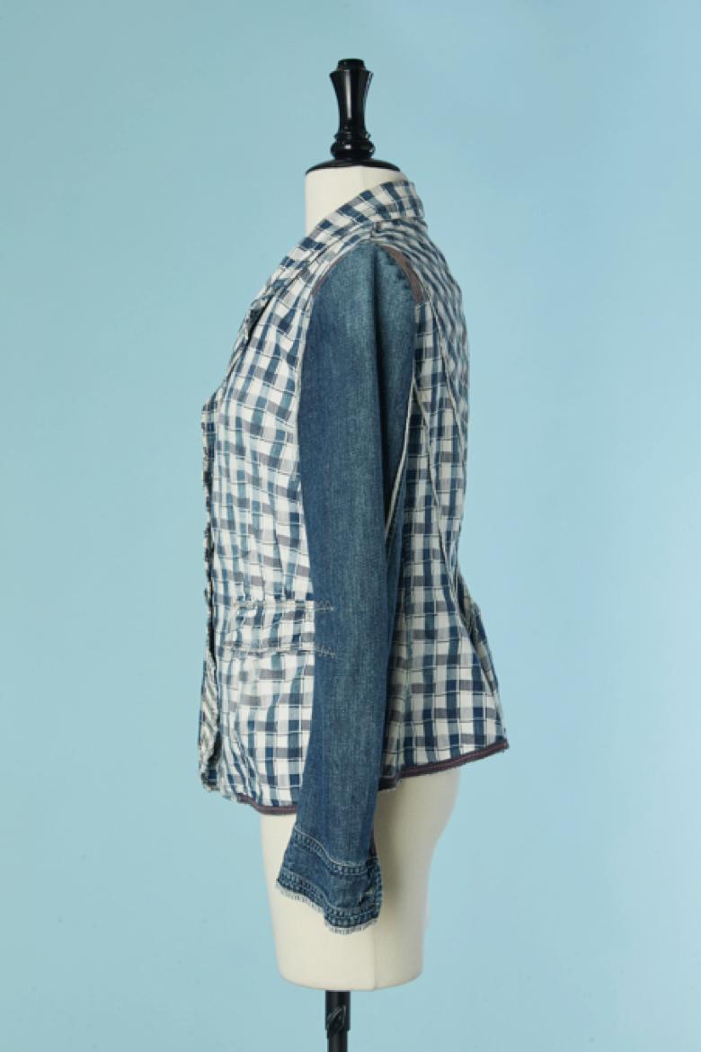 Giacca monopetto in denim e tessuto a quadri MARITHÉ et FRANÇOIS GIRBAUD in vendita 1