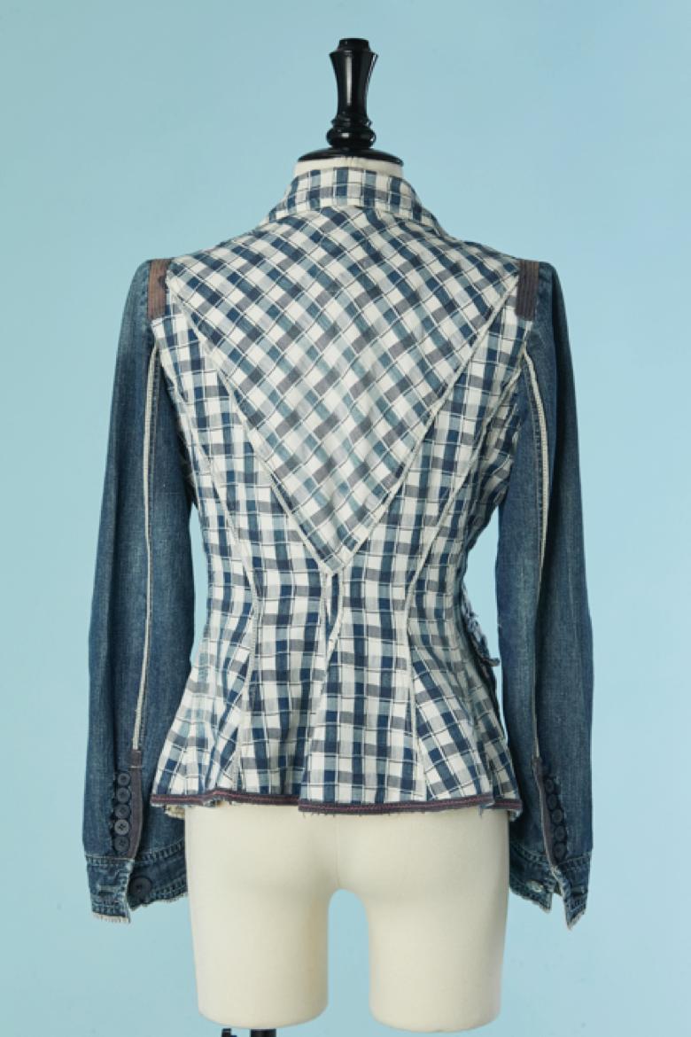 Giacca monopetto in denim e tessuto a quadri MARITHÉ et FRANÇOIS GIRBAUD in vendita 2