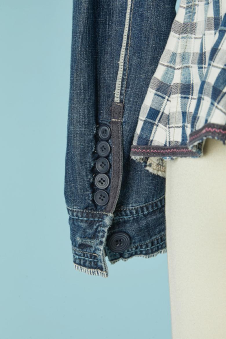 Giacca monopetto in denim e tessuto a quadri MARITHÉ et FRANÇOIS GIRBAUD in vendita 3