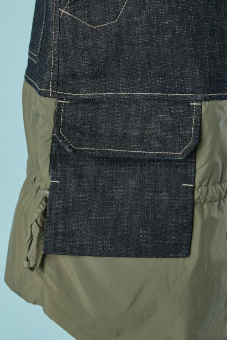 Nero Gonna in denim e nylon kaki MARITHÉ et FRANÇOIS GIRBAUD in vendita