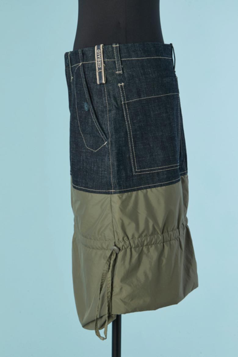 Donna Gonna in denim e nylon kaki MARITHÉ et FRANÇOIS GIRBAUD in vendita
