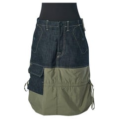 Denim and kaki nylon skirt MARITHÉ et FRANÇOIS GIRBAUD