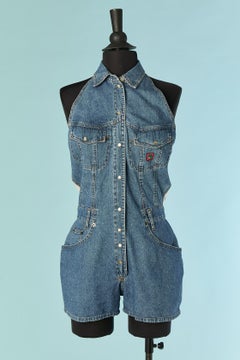 Salopette corta in denim e pizzo Kenzo Jeans