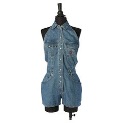 Salopette corta in denim e pizzo Kenzo Jeans