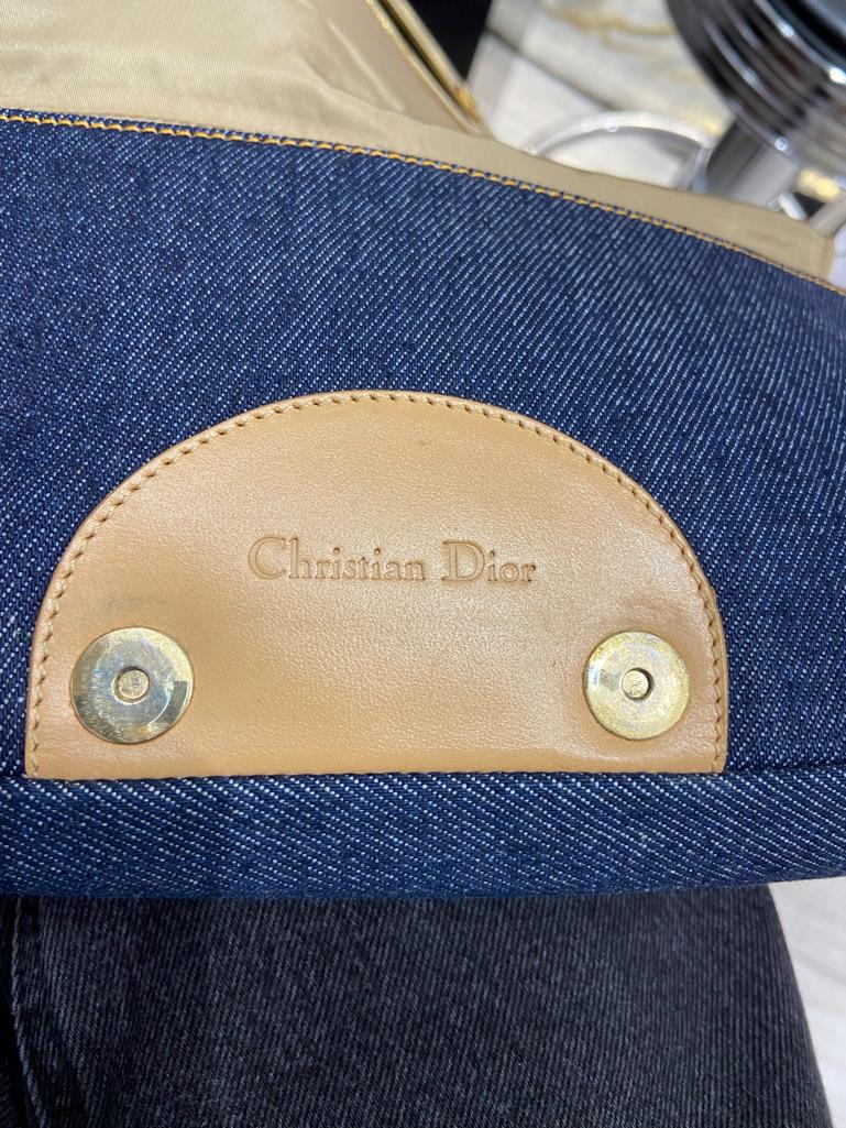 Denim and leather shoulder bag with gold metal hardware Christian Dior 2