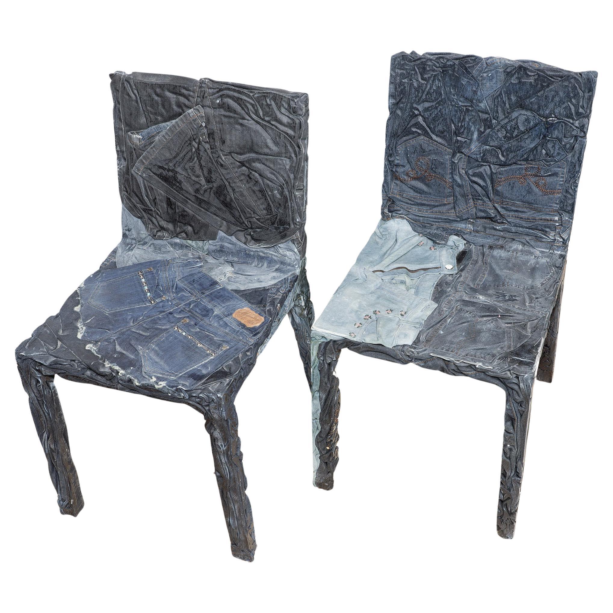Denim and Resin "Rmemberme" Chairs by Tobias Juretzek for Casamania Italy  For Sale