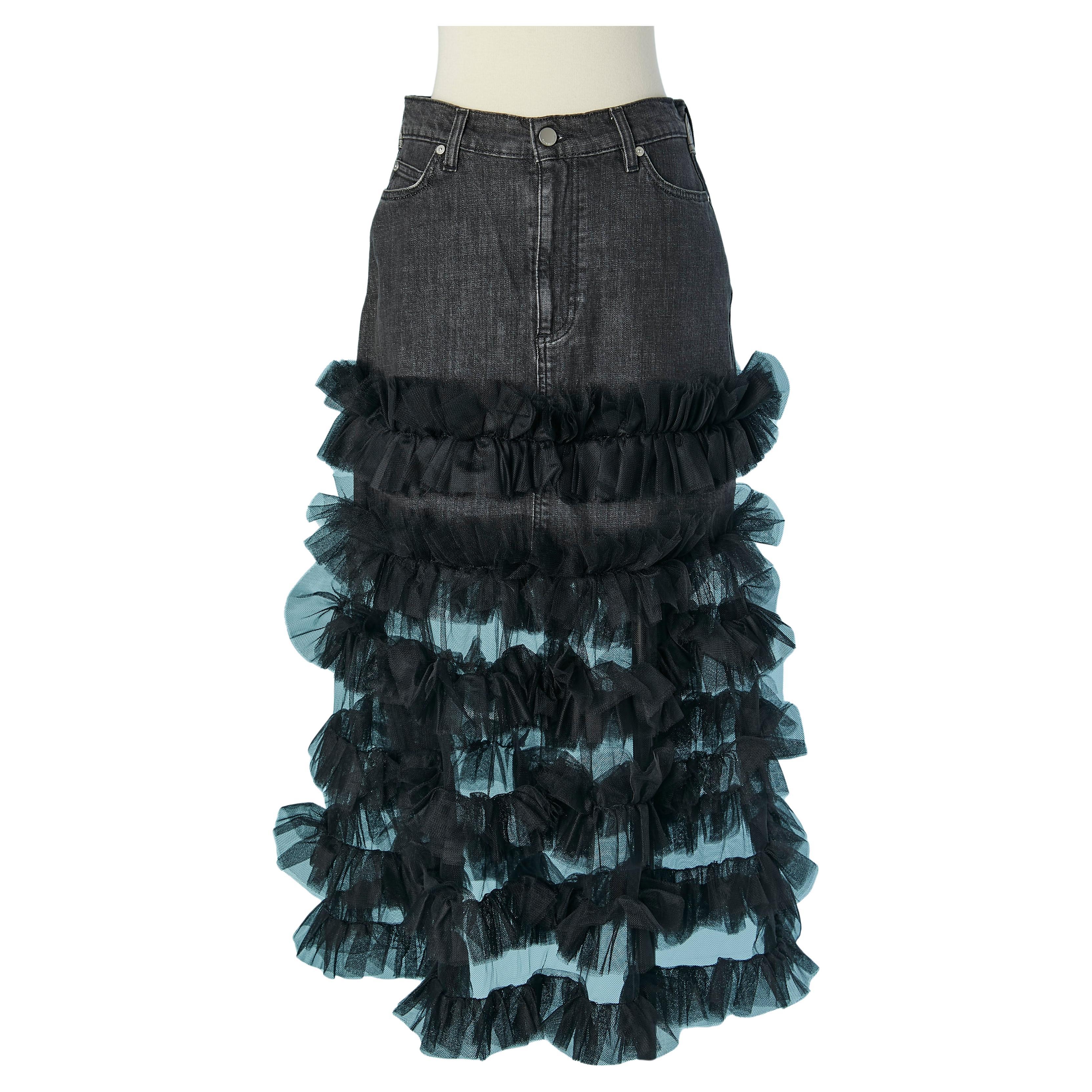 Rock aus Denim und Tüll RED VALENTINO im Angebot