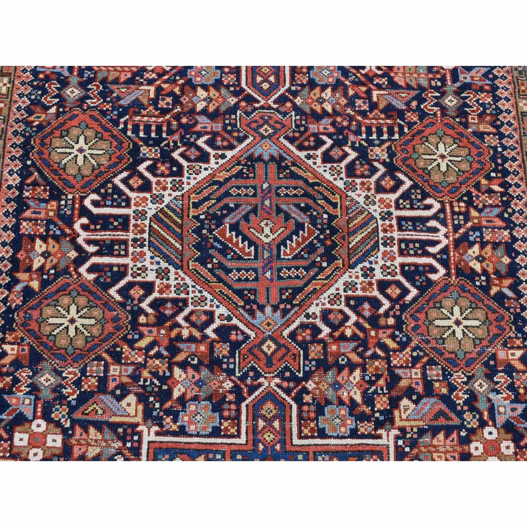 Hand-Knotted Denim Antique Persian Karajeh Good Condition Soft Wool Hand Knotted Clean Rug