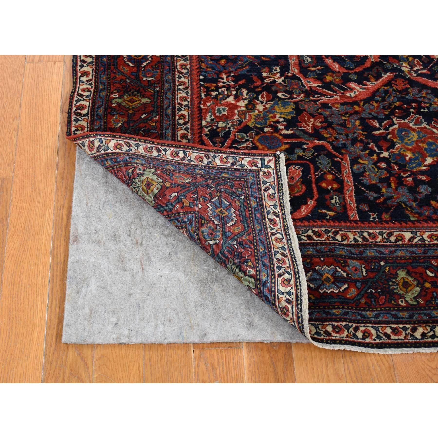 Medieval Denim Antique Persian Tabriz Clean Rare Mustaffi Design Wool Hand Knotted Rug For Sale