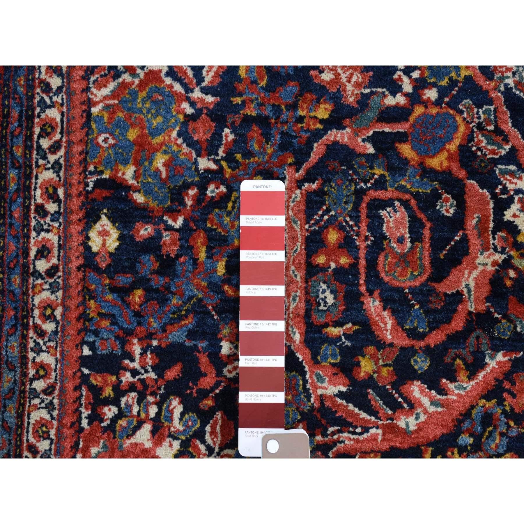 Hand-Knotted Denim Antique Persian Tabriz Clean Rare Mustaffi Design Wool Hand Knotted Rug For Sale