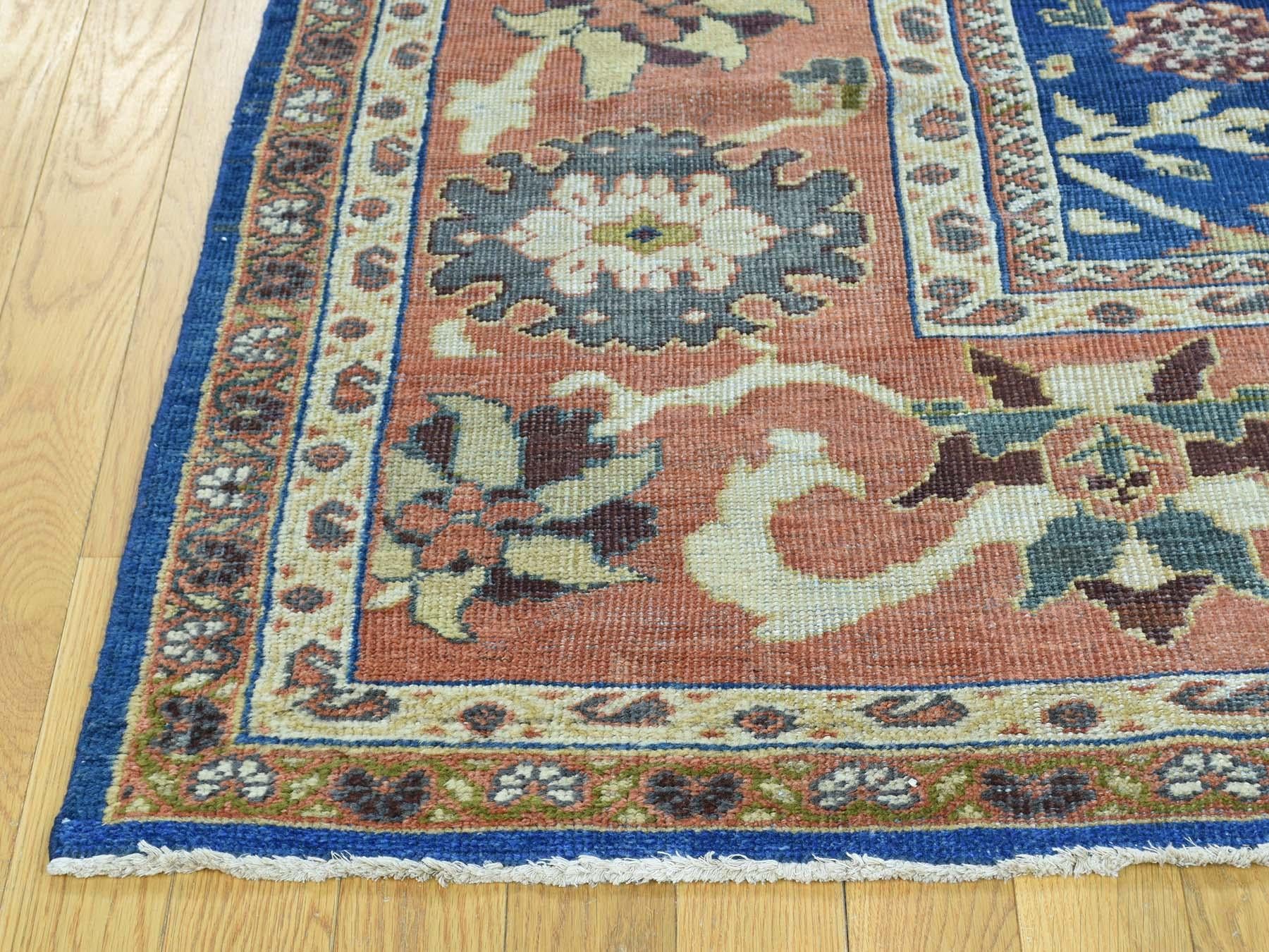 Denim Blue 1880 Antique Persian Mahal Rug All-Over Design Rich In Good Condition In Carlstadt, NJ