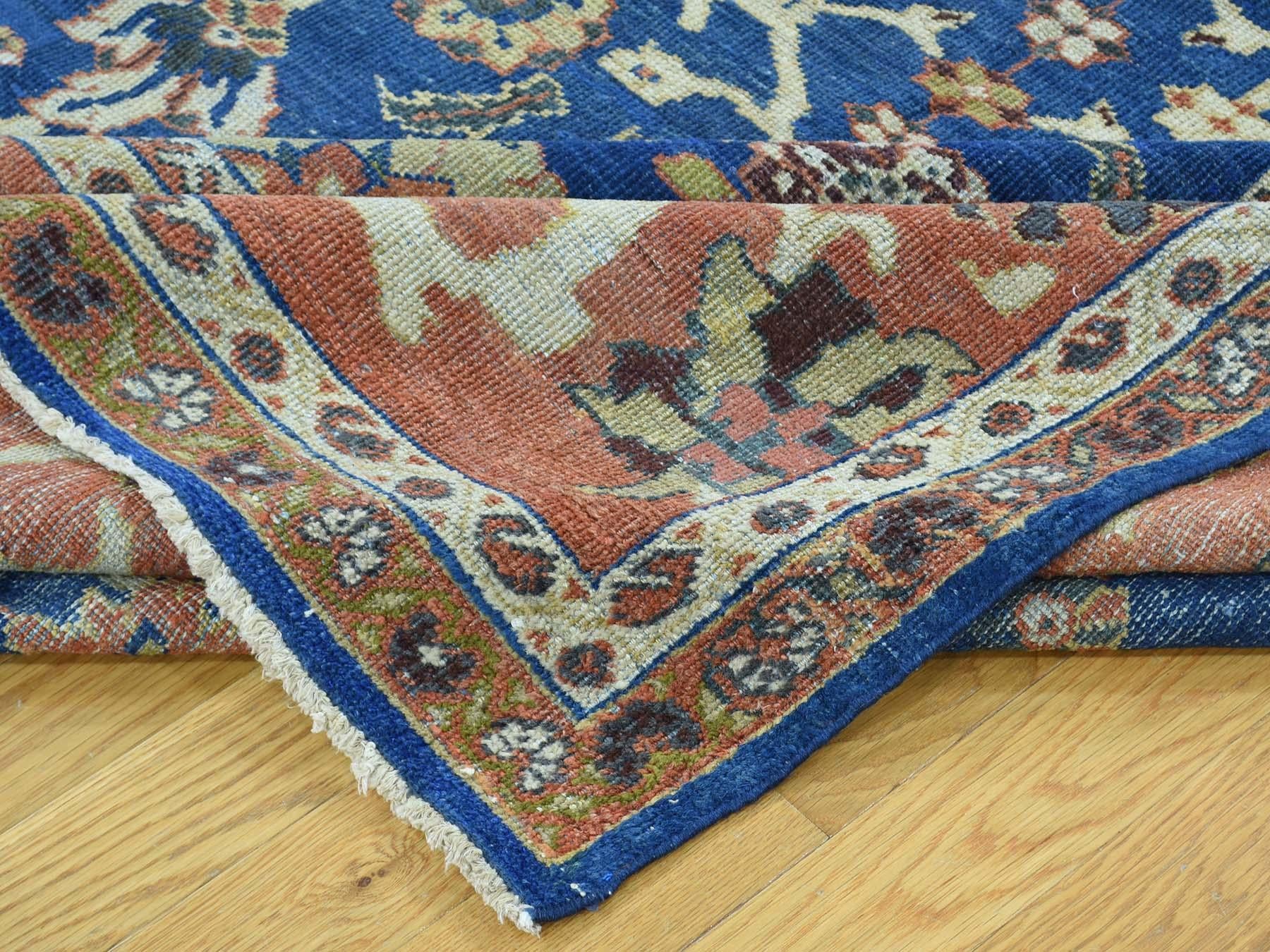 Wool Denim Blue 1880 Antique Persian Mahal Rug All-Over Design Rich