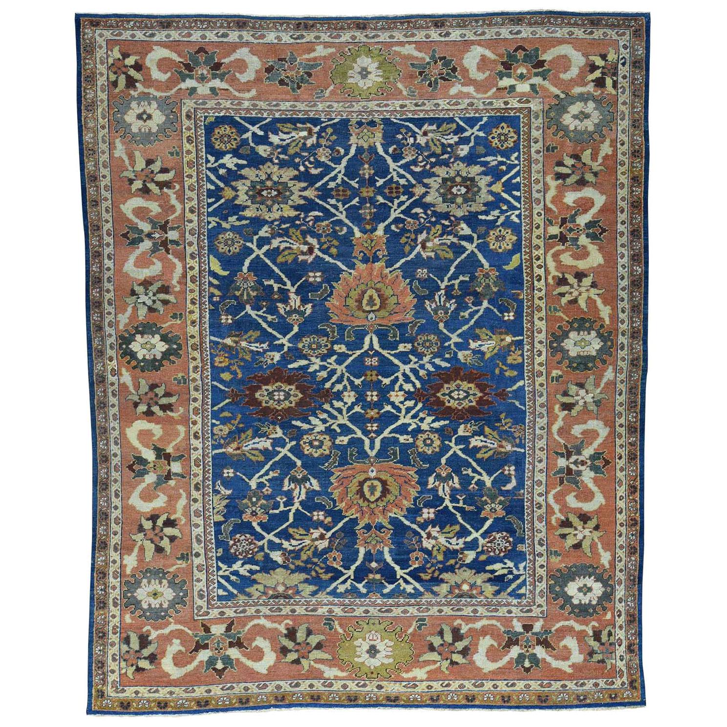 Denim Blue 1880 Antique Persian Mahal Rug All-Over Design Rich
