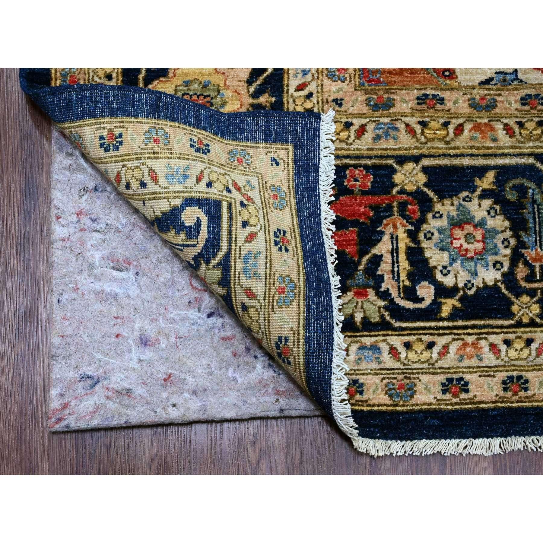 Hand-Knotted Denim Blue Afghan Peshawar Aryana Heriz Hand Knotted 100% Wool Rug 9'2